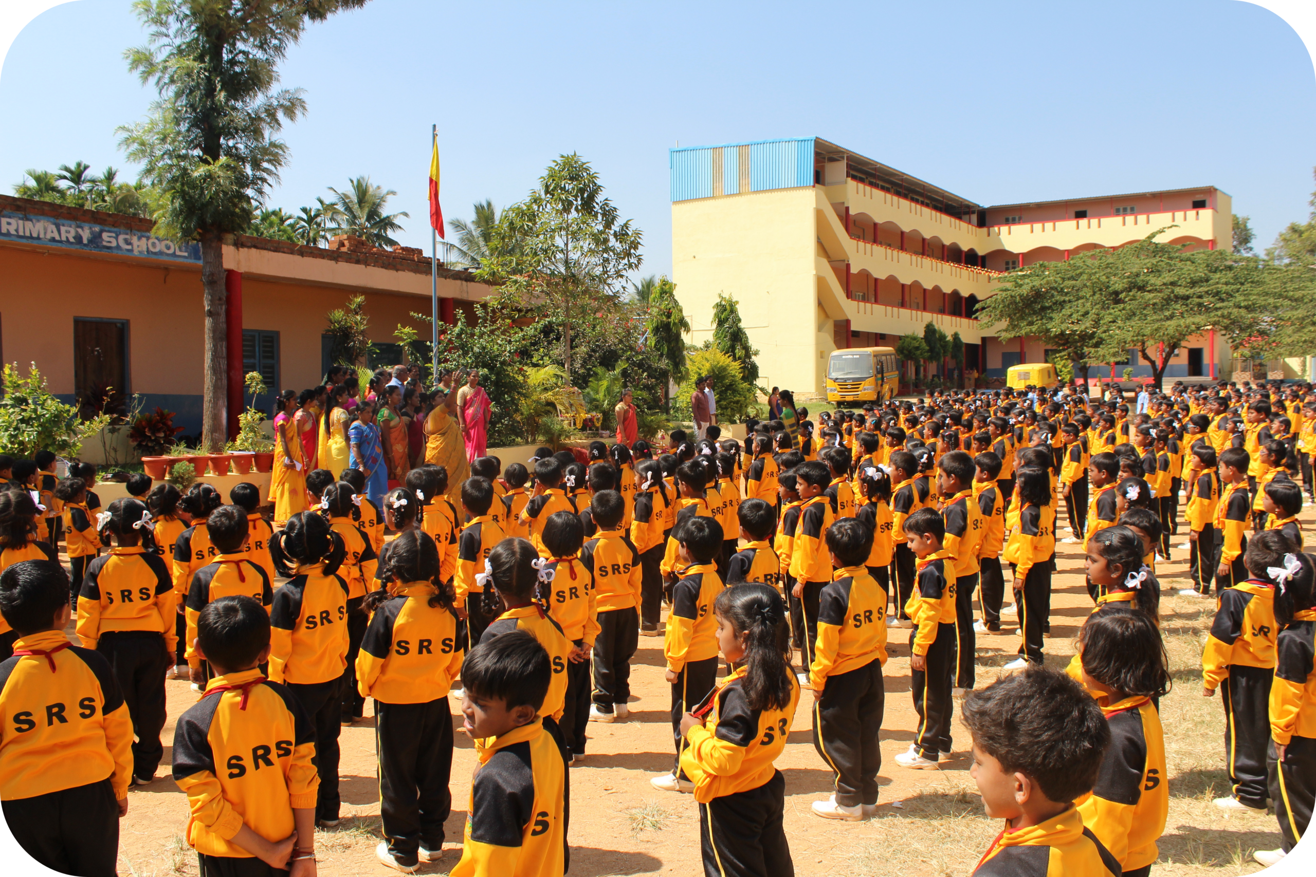 Students at a school assembly